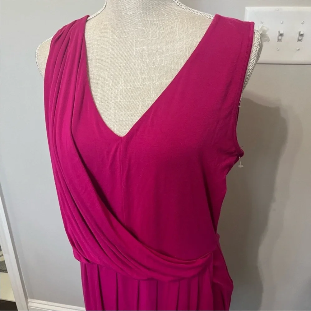 Boston Proper hot pink fringe maxi wrap dress, size Medium - Picture 2 of 5
